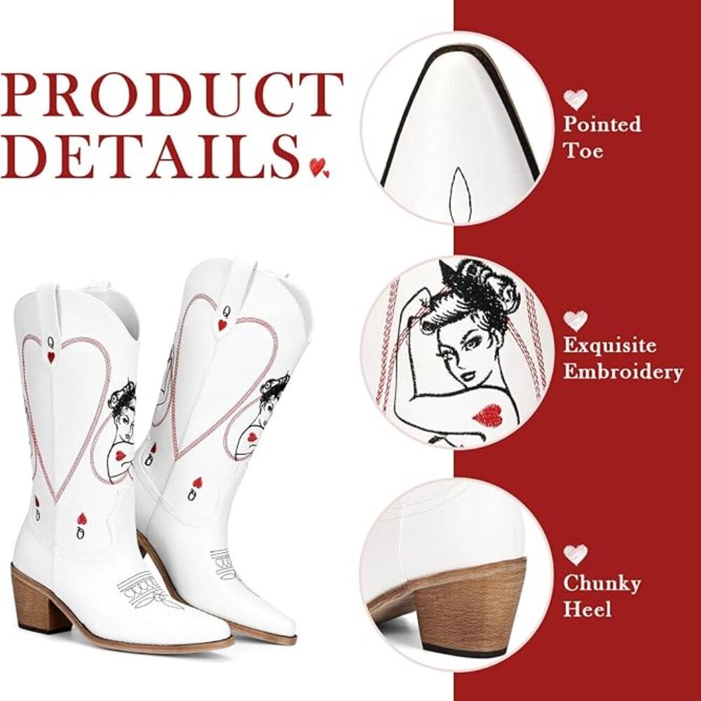 Women's Mid Calf Cowboy Boots - Picture 5 of 5